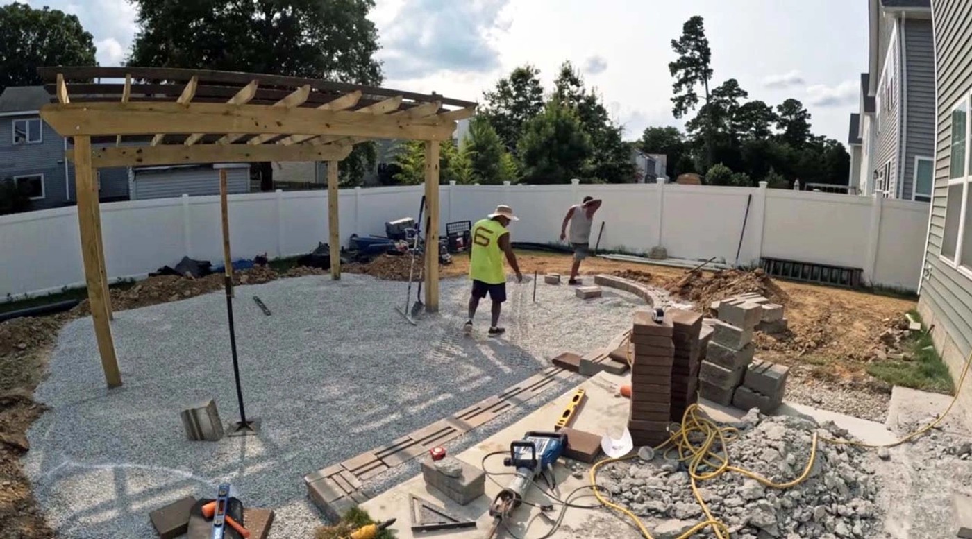 Backyard paver patio build